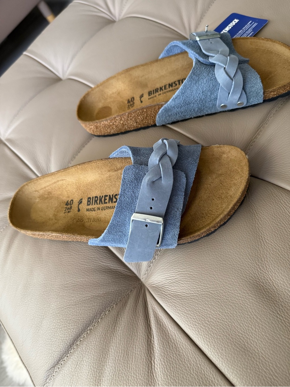 NWT Birkenstock women blue Braided Suede Slide Sandals size 9 - Picture 6 of 9
